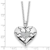 CZ Antiqued Love You To Pieces 18 inch Necklace Charm Pendant in Real 925 Sterling Silver