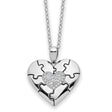 CZ Antiqued Love You To Pieces 18 inch Necklace Charm Pendant in Real 925 Sterling Silver