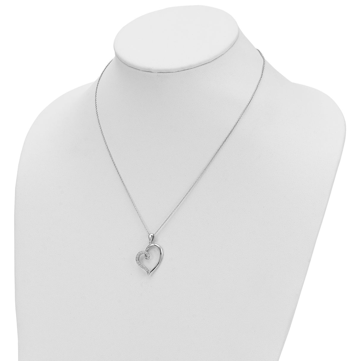 CZ Friendship Heart 18 inch Necklace Charm Pendant in Real 925 Sterling Silver