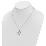 CZ Friendship Heart 18 inch Necklace Charm Pendant in Real 925 Sterling Silver