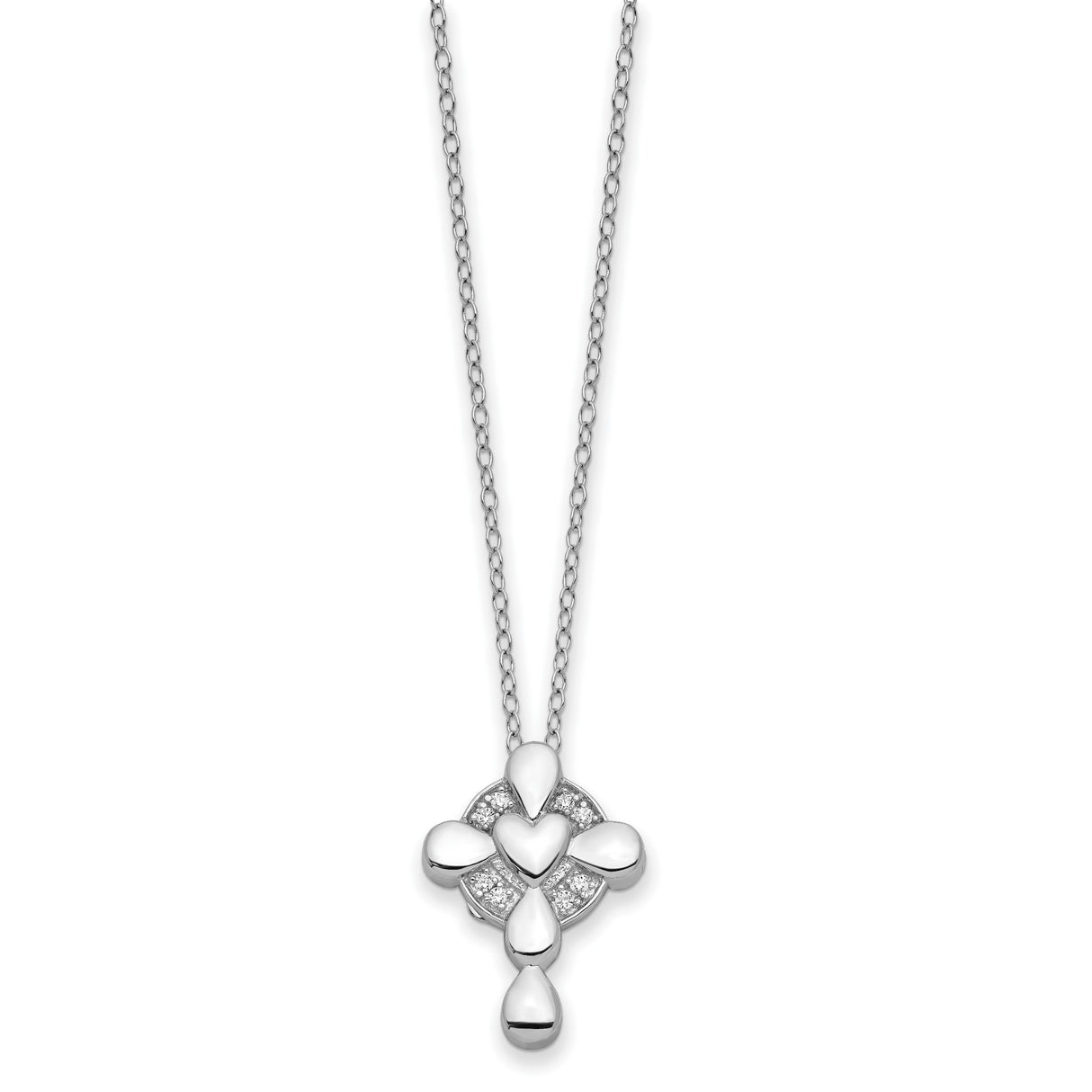 CZ Memory Cross Locket 18 inch Necklace Charm Pendant in Real 925 Sterling Silver