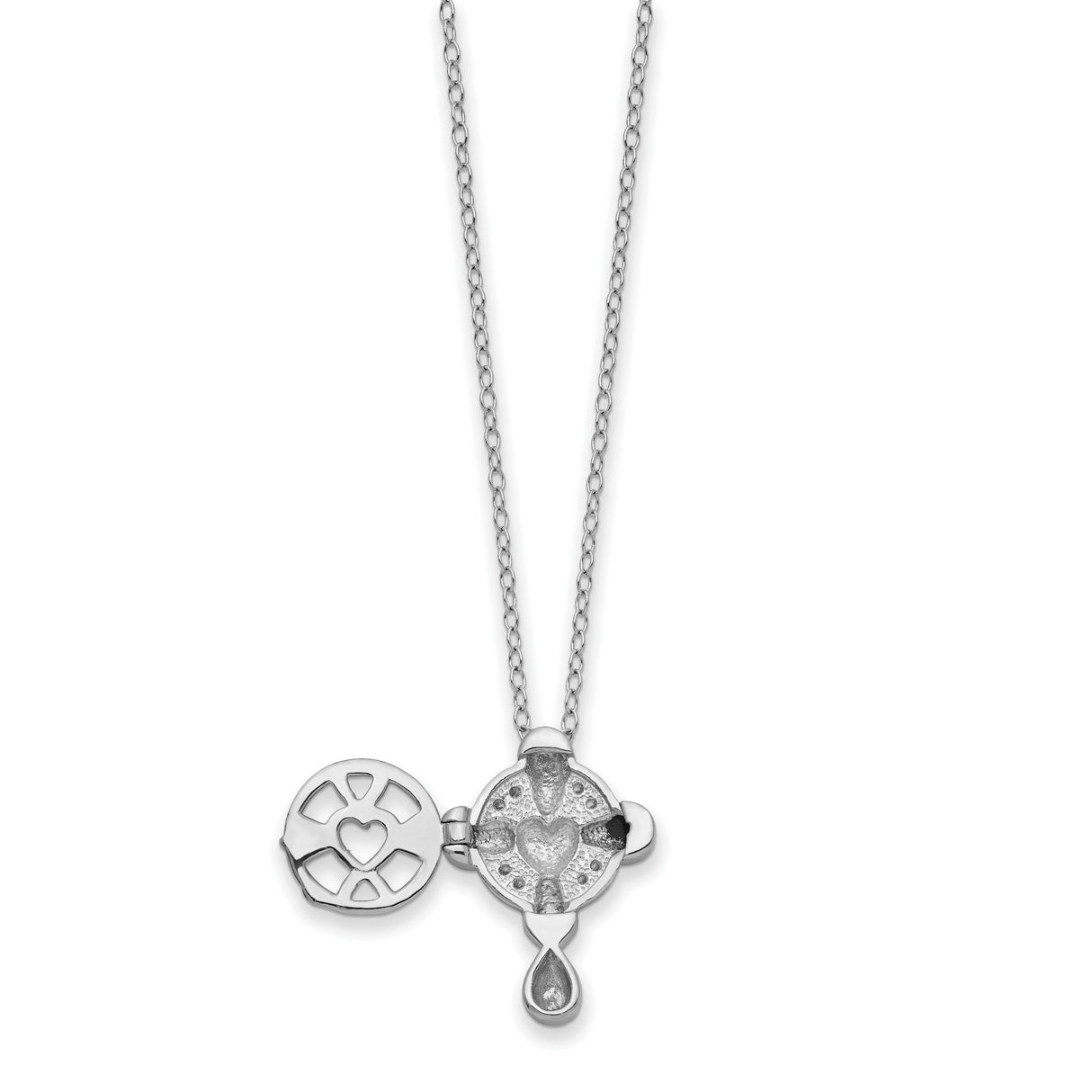 CZ Memory Cross Locket 18 inch Necklace Charm Pendant in Real 925 Sterling Silver