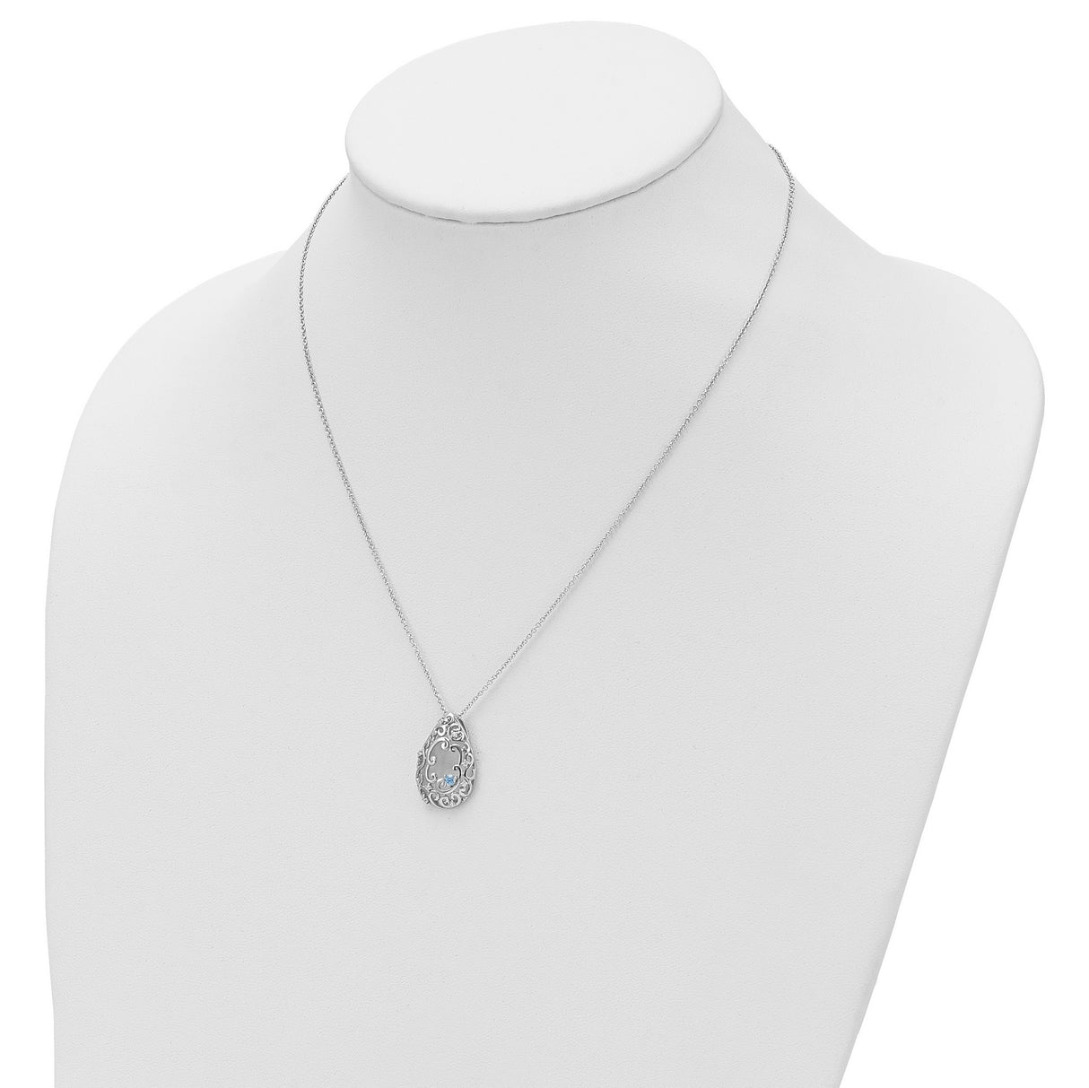 Blue and Clear CZ In Memory of My Father 18 inch Necklace Charm Pendant in Real 925 Sterling Silver