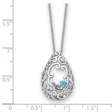 Blue and Clear CZ In Memory of My Father 18 inch Necklace Charm Pendant in Real 925 Sterling Silver