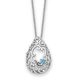 Blue and Clear CZ In Memory of My Father 18 inch Necklace Charm Pendant in Real 925 Sterling Silver