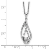 Apr CZ Always in my Heart Birthstone 18 inch Necklace Charm Pendant in Real 925 Sterling Silver