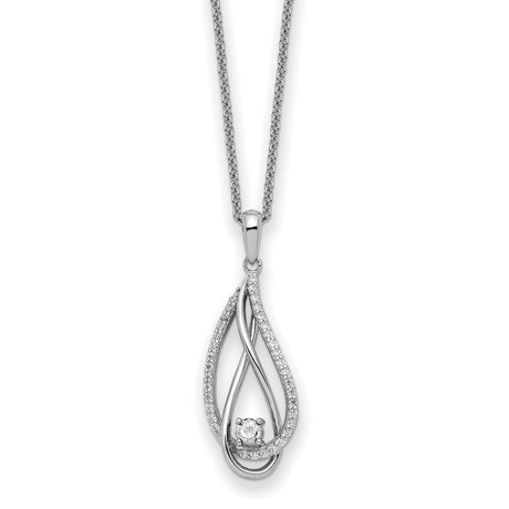 Apr CZ Always in my Heart Birthstone 18 inch Necklace Charm Pendant in Real 925 Sterling Silver