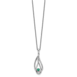 May CZ Always in my Heart Birthstone 18 inch Necklace Charm Pendant in Real 925 Sterling Silver