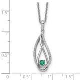 May CZ Always in my Heart Birthstone 18 inch Necklace Charm Pendant in Real 925 Sterling Silver