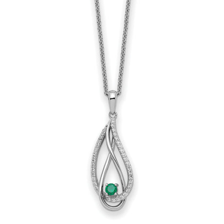 May CZ Always in my Heart Birthstone 18 inch Necklace Charm Pendant in Real 925 Sterling Silver