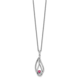 Jul CZ Always in my Heart Birthstone 18 inch Necklace Charm Pendant in Real 925 Sterling Silver