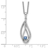Dec CZ Always in my Heart Birthstone 18 inch Necklace Charm Pendant in Real 925 Sterling Silver