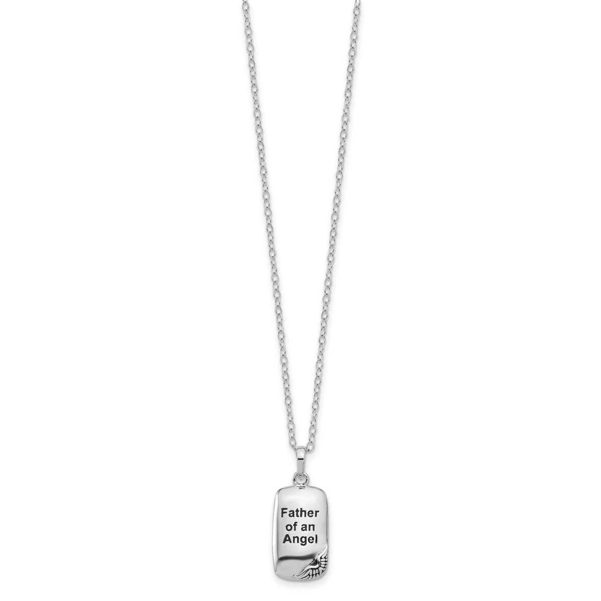 Antiqued Father of an Angel Ash Holder 18 inch Necklace Charm Pendant in Real 925 Sterling Silver