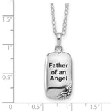 Antiqued Father of an Angel Ash Holder 18 inch Necklace Charm Pendant in Real 925 Sterling Silver