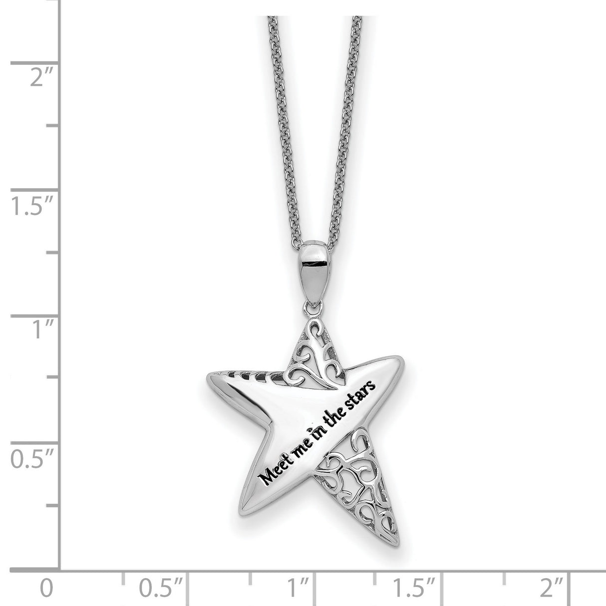 Antiqued Meet Me in the Stars 18 inch Necklace Charm Pendant in Real 925 Sterling Silver