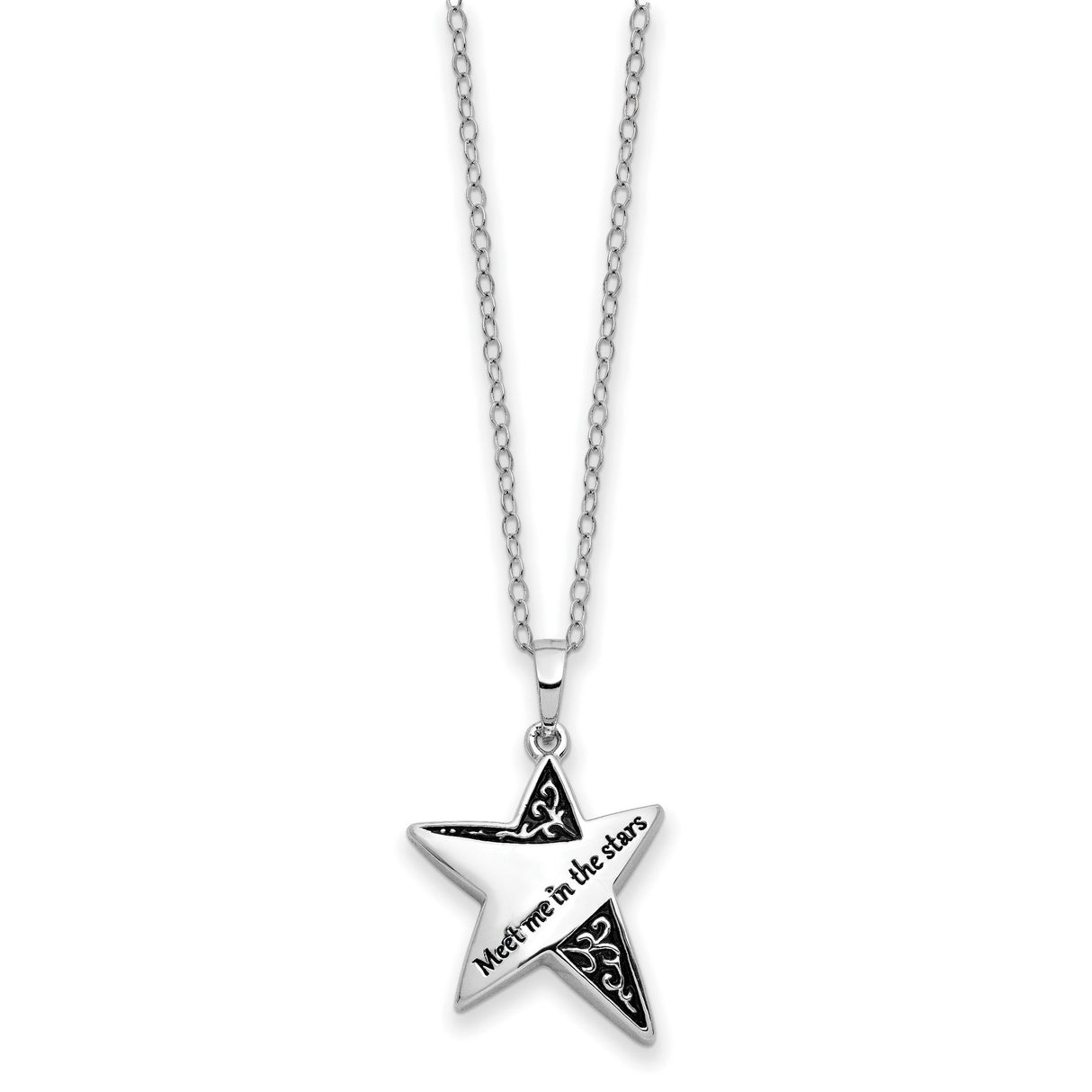 Antiqued Meet Me In The Stars 18 inch Ash Holder Necklace Charm Pendant in Real 925 Sterling Silver