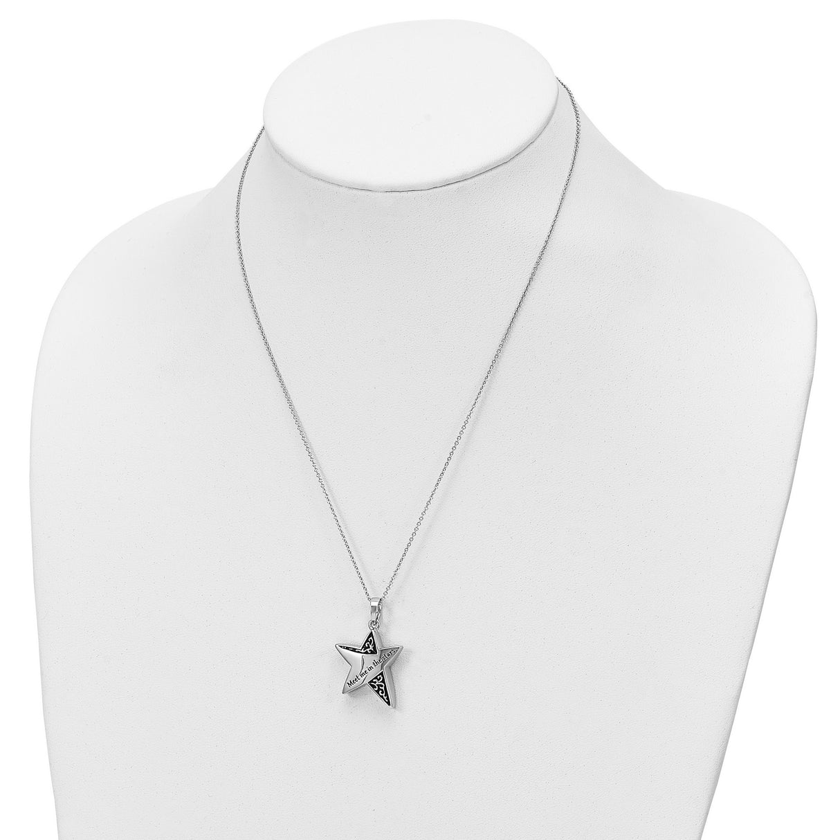 Antiqued Meet Me In The Stars 18 inch Ash Holder Necklace Charm Pendant in Real 925 Sterling Silver
