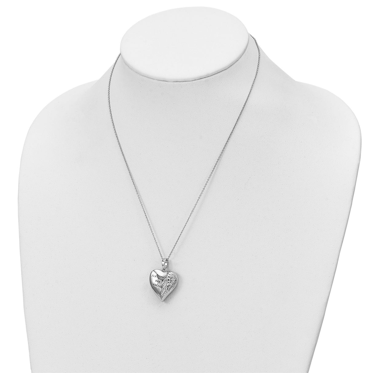 Antiqued CZ Fly With The Angels 18 inch Ash Holder Necklace Charm Pendant in Real 925 Sterling Silver