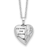Antiqued CZ Fly With The Angels 18 inch Ash Holder Necklace Charm Pendant in Real 925 Sterling Silver