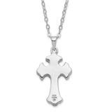 CZ Eternal Home Cross Ash Holder 18 inch Necklace Charm Pendant in Real 925 Sterling Silver