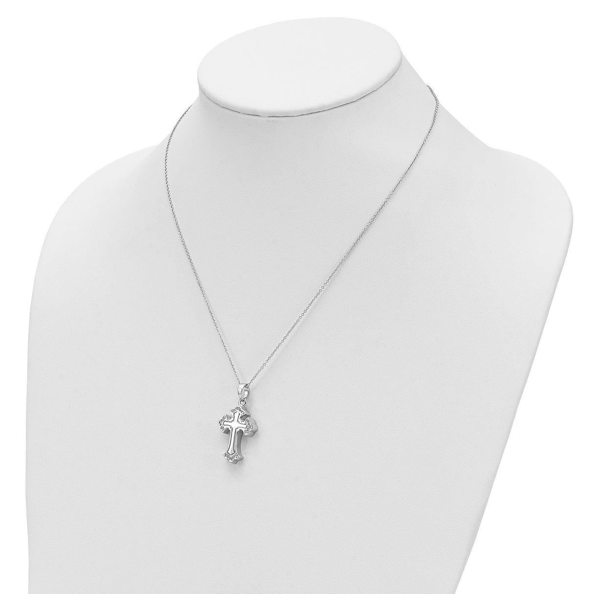 CZ Eternal Home Cross Ash Holder 18 inch Necklace Charm Pendant in Real 925 Sterling Silver