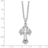 CZ Eternal Home Cross Ash Holder 18 inch Necklace Charm Pendant in Real 925 Sterling Silver