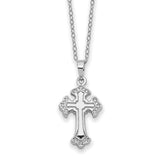 CZ Eternal Home Cross Ash Holder 18 inch Necklace Charm Pendant in Real 925 Sterling Silver