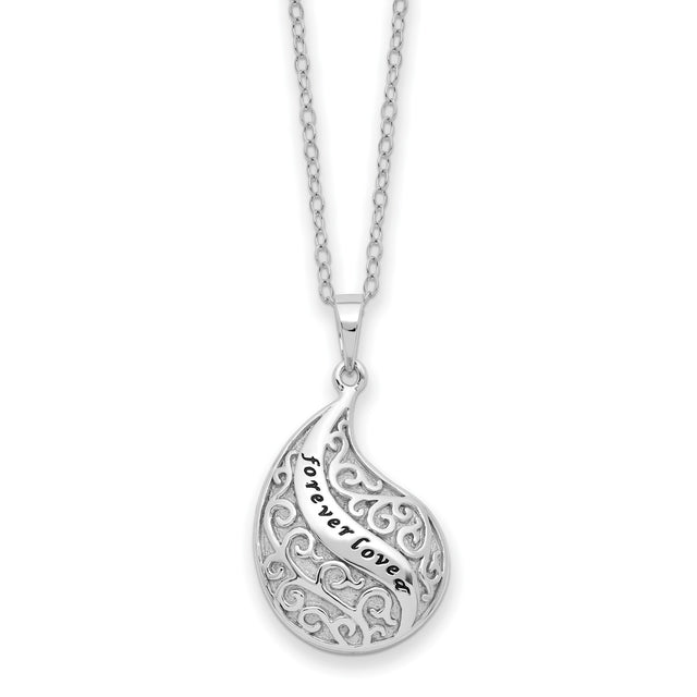 Antiqued Forever Loved Ash Holder 18 inch Necklace Charm Pendant in Real 925 Sterling Silver
