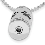 Antiqued Cylinder with Paws Ash Holder 18 inch Necklace Charm Pendant in Real 925 Sterling Silver