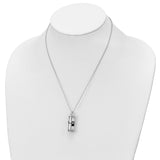 Antiqued Cylinder with Paws Ash Holder 18 inch Necklace Charm Pendant in Real 925 Sterling Silver