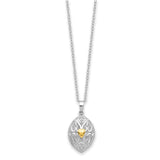 Heart in Egg Shaped Ash Holder 18 inch Necklace Charm Pendant in Real 925 Sterling Silver