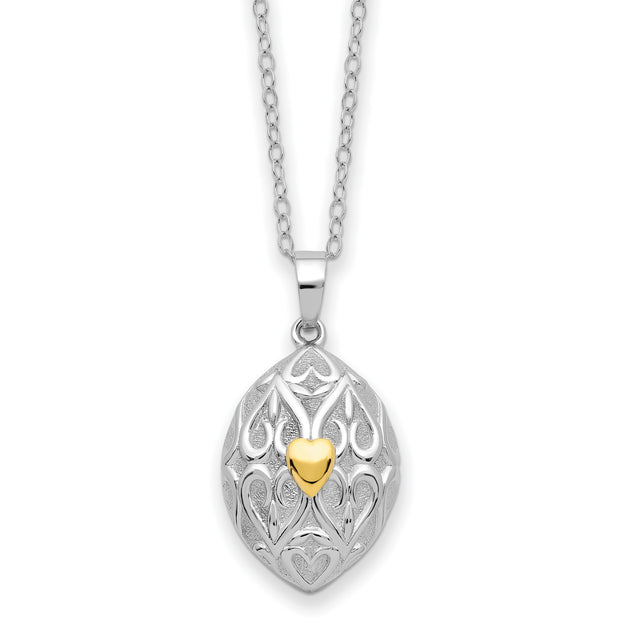 Heart in Egg Shaped Ash Holder 18 inch Necklace Charm Pendant in Real 925 Sterling Silver
