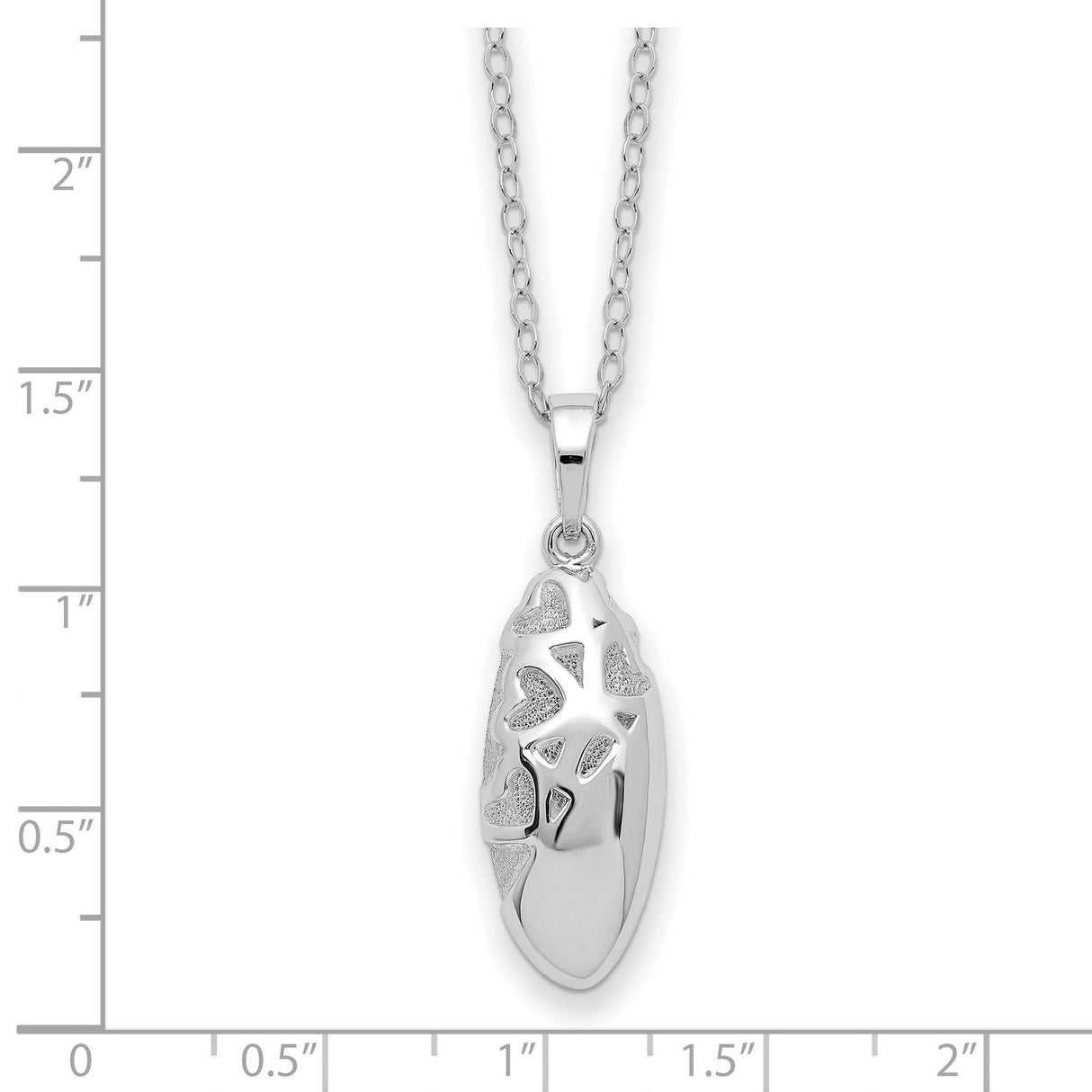 Scrolled Hearts Ash Holder 18 inch Necklace Charm Pendant in Real 925 Sterling Silver