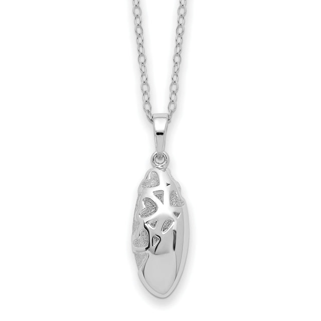 Scrolled Hearts Ash Holder 18 inch Necklace Charm Pendant in Real 925 Sterling Silver