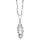 Beaded Bulb Shaped Ash Holder 18 inch Necklace Charm Pendant in Real 925 Sterling Silver