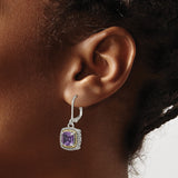 14k Yellow Gold and Sterling Silver Dangle Earrings with Amethyst, Vintage Inspired Design