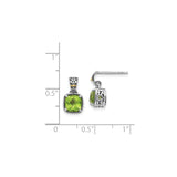 14k Yellow Gold and Sterling Silver Dangle Earrings with Peridot, Filigree Heart and Rope Accents