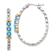 Sterling Silver Two-Tone Hoop Earrings with Blue Topaz and 14k Yellow Gold Accents, Braided Design
