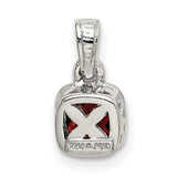 14k Two-Tone Gold Garnet Pendant with Cushion Cut Red Gemstone and Textured Silver Bail