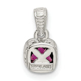 14k Multi-Tone Gold Pendant with Cushion-Cut Rhodolite Garnet, Modern Fine Jewelry
