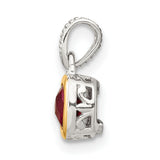 14k Two-Tone Gold Pendant with Ruby in Bezel Setting, Minimalist Jewelry for Women