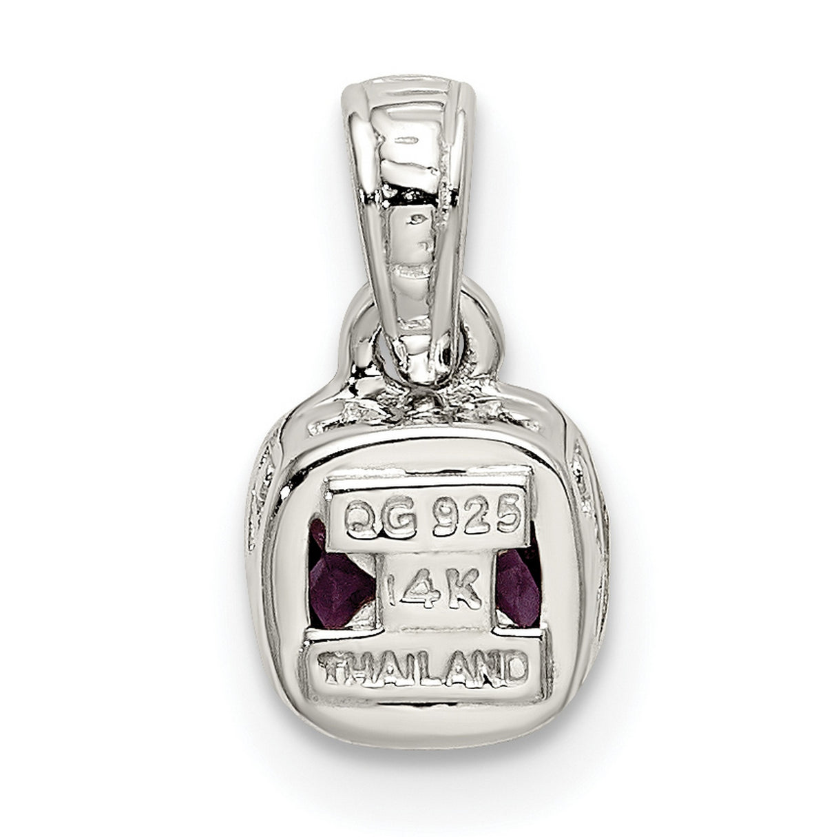 14k Two-Tone Gold Pendant with Cushion Cut Amethyst, Textured Silver Bail