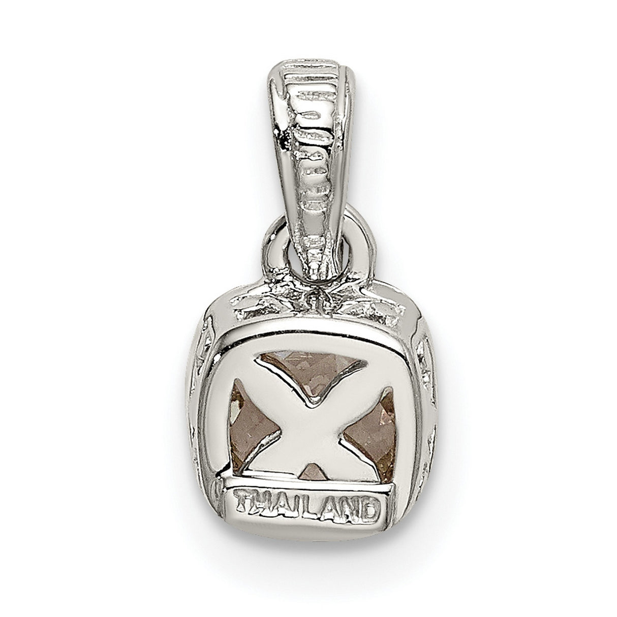 14k Two-Tone Gold and Sterling Silver Pendant with Cushion-Cut White Topaz in Bezel Setting
