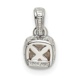 14k Two-Tone Gold and Sterling Silver Pendant with Cushion-Cut White Topaz in Bezel Setting