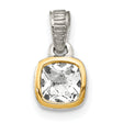 14k Two-Tone Gold and Sterling Silver Pendant with Cushion-Cut White Topaz in Bezel Setting