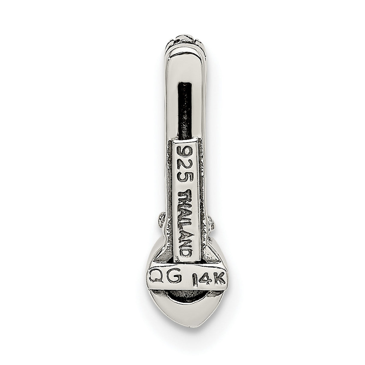 14k Two-Tone Gold and Sterling Silver Charm Pendant with White Topaz, Textured Drop Design