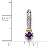 14k Two-Tone Gold Pendant with Round Amethyst, Braided Design