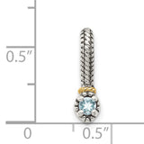 14k Two-Tone Gold Hoop Earrings with Aquamarine, Braided Design, Textured Modern Style