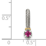 14k Two-Tone Gold and Sterling Silver Pendant with Lab Created Ruby and Braided Twist Design