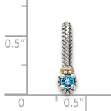 14k Multi-Tone Gold Rope Pendant with Sky Blue Topaz and Textured Design